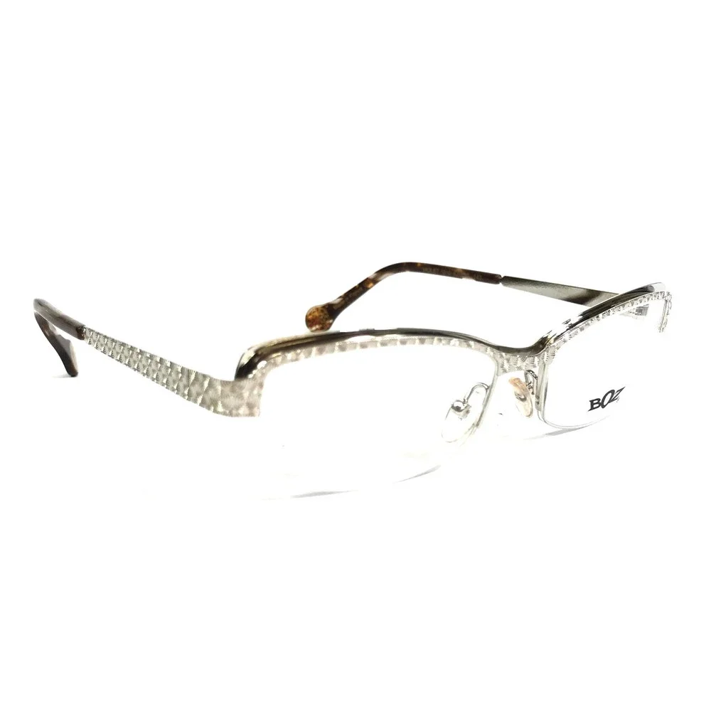 BOZ Eyeglasses Frames VIOLET 1010 Silver Spiral Pattern Half Rim 53-17-140
